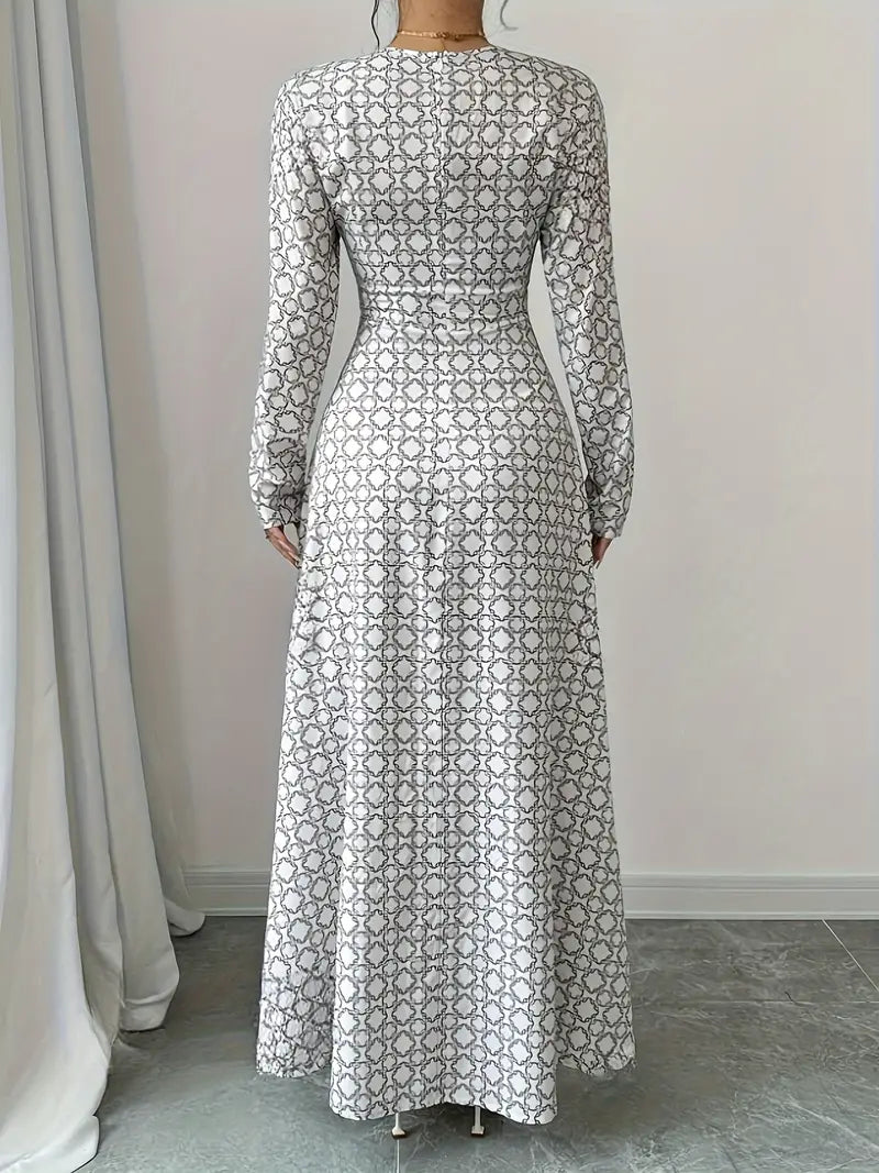 Ruth - Abito da donna stampato a maniche lunghe con scollo a V