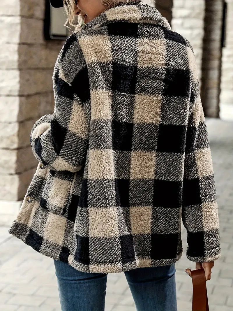 Debra - Cappotto con revers e motivo a quadri
