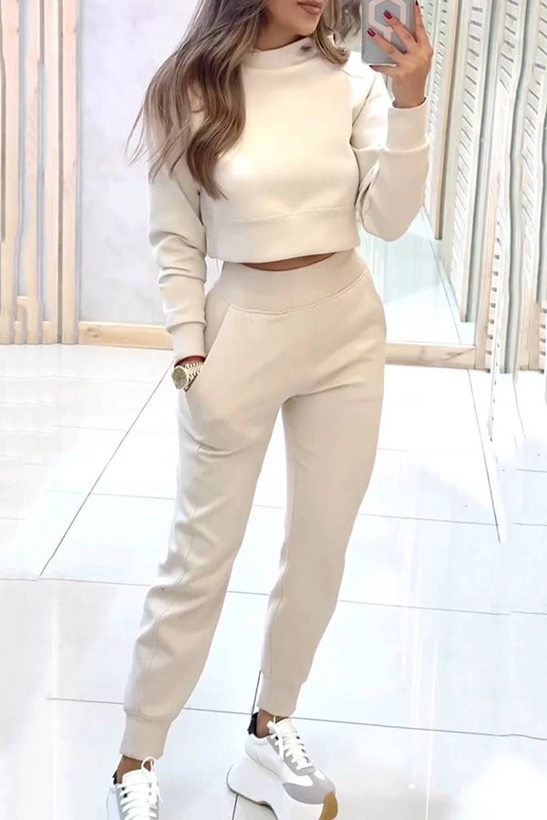 Jeanna - Completo casual in maglia con maglione corto e pantaloni