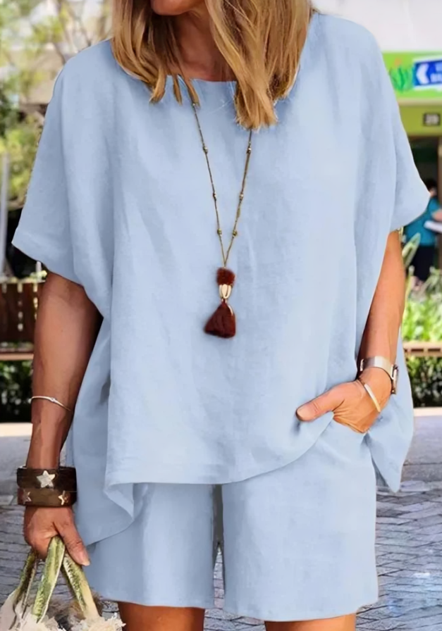 Fiona - Completo casual con camicia ampia e pantaloncini