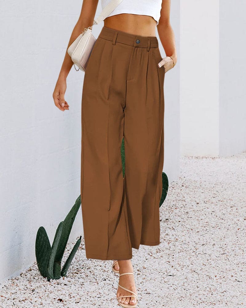 Ovelia - Eleganti Pantaloni a Vita Alta e Gamba Larga