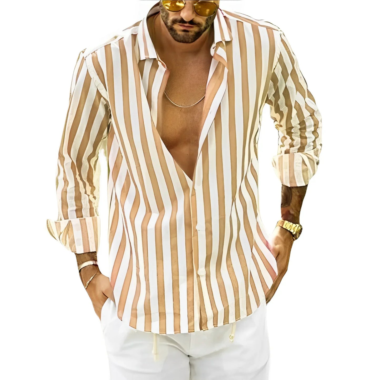 Martin - Camicia da uomo a righe per l'estate