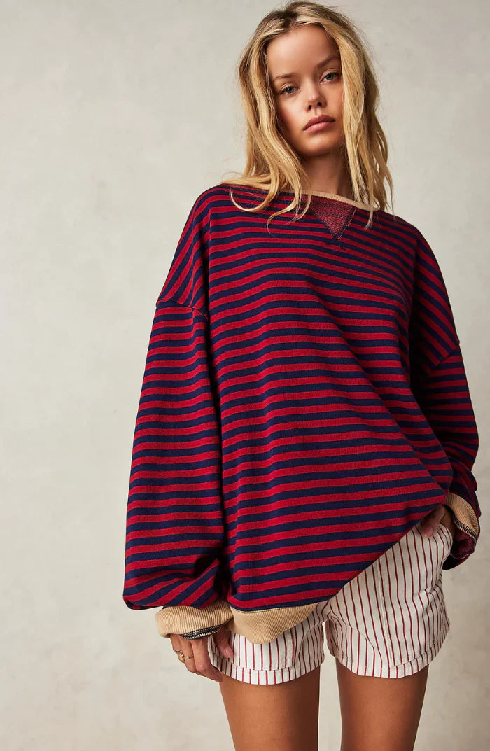 Ruby - Maglione girocollo a righe con maniche lunghe