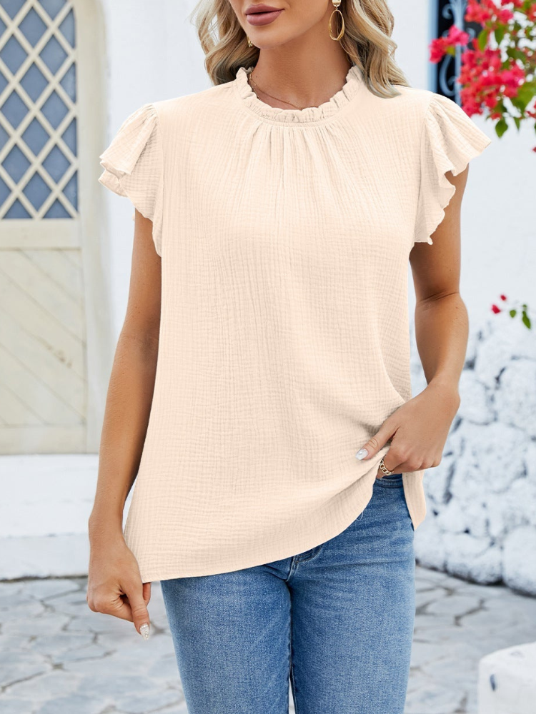 Hazel - Blusa elegante con maniche plissettate e volant