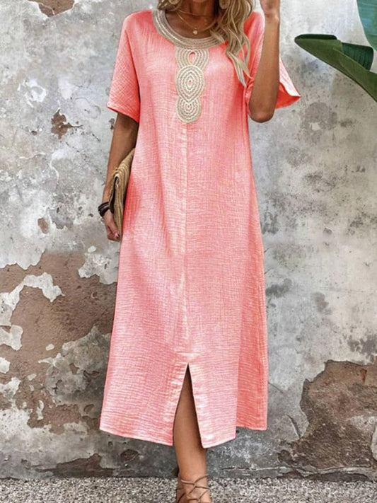 Geneva - Elegante abito lungo a maniche corte