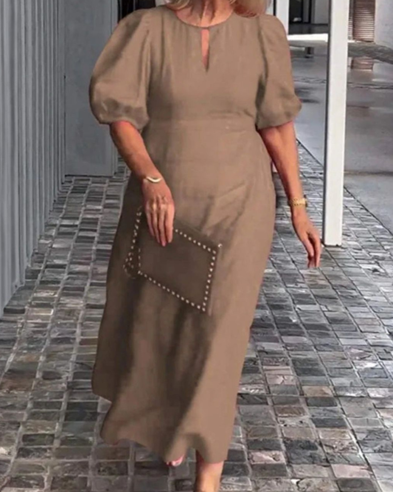 Hyacintha - Abito lungo casual con maniche a sbuffo