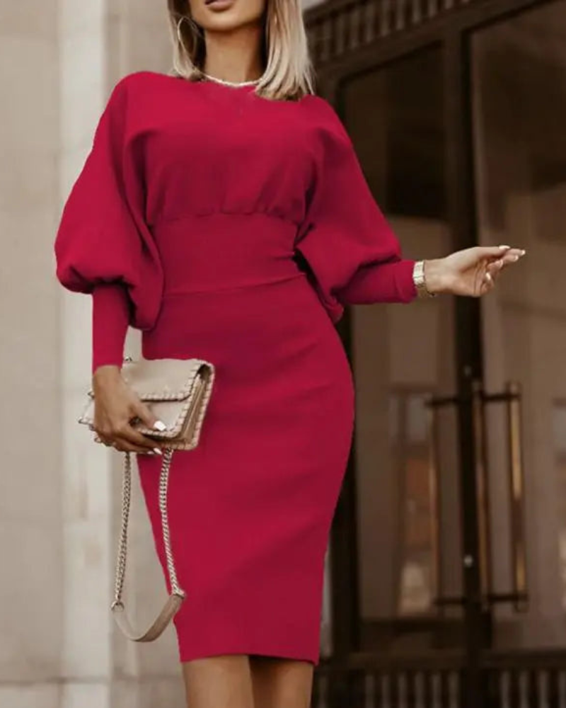 Lorilee - Elegante abito midi con maniche a sbuffo