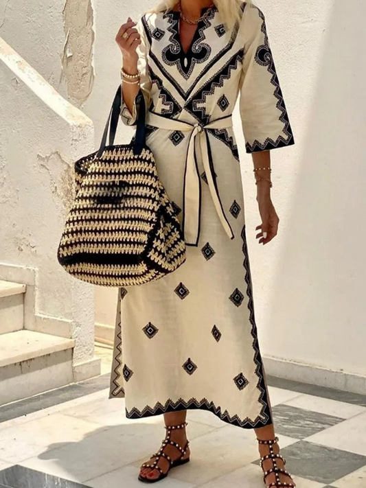 Zariah - Elegante Abito Vintage con Maniche a Metà