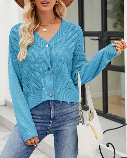 Azaria - Giacca versatile in maglia con scollo a V