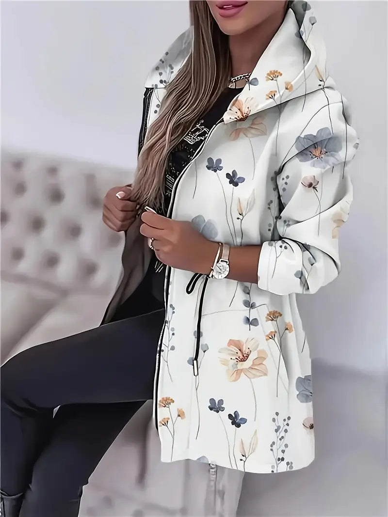 Annabel - Felpa con cappuccio e coulisse con stampa floreale