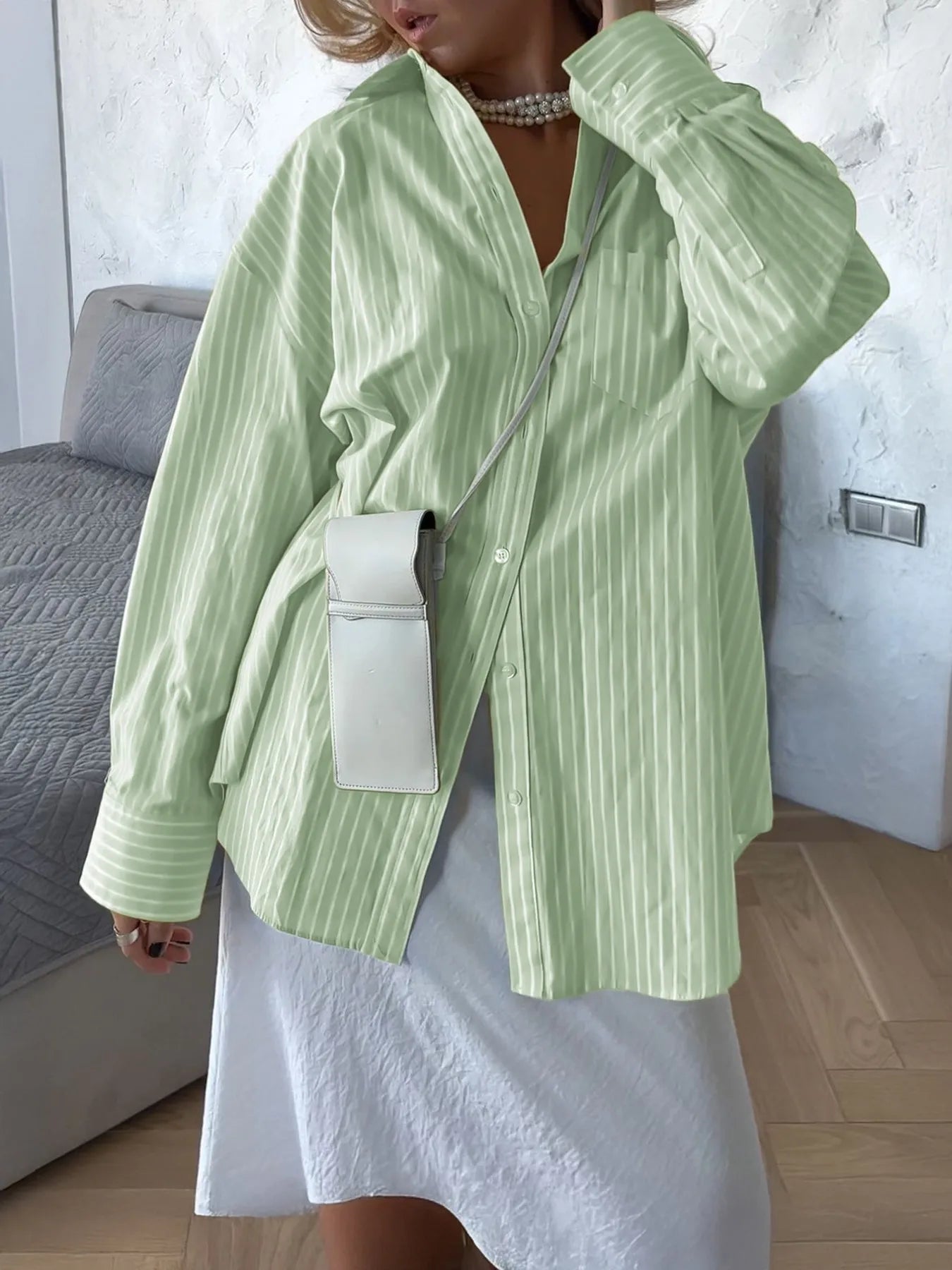 Elisa - Camicia ampia a righe con bottoni e maniche lunghe