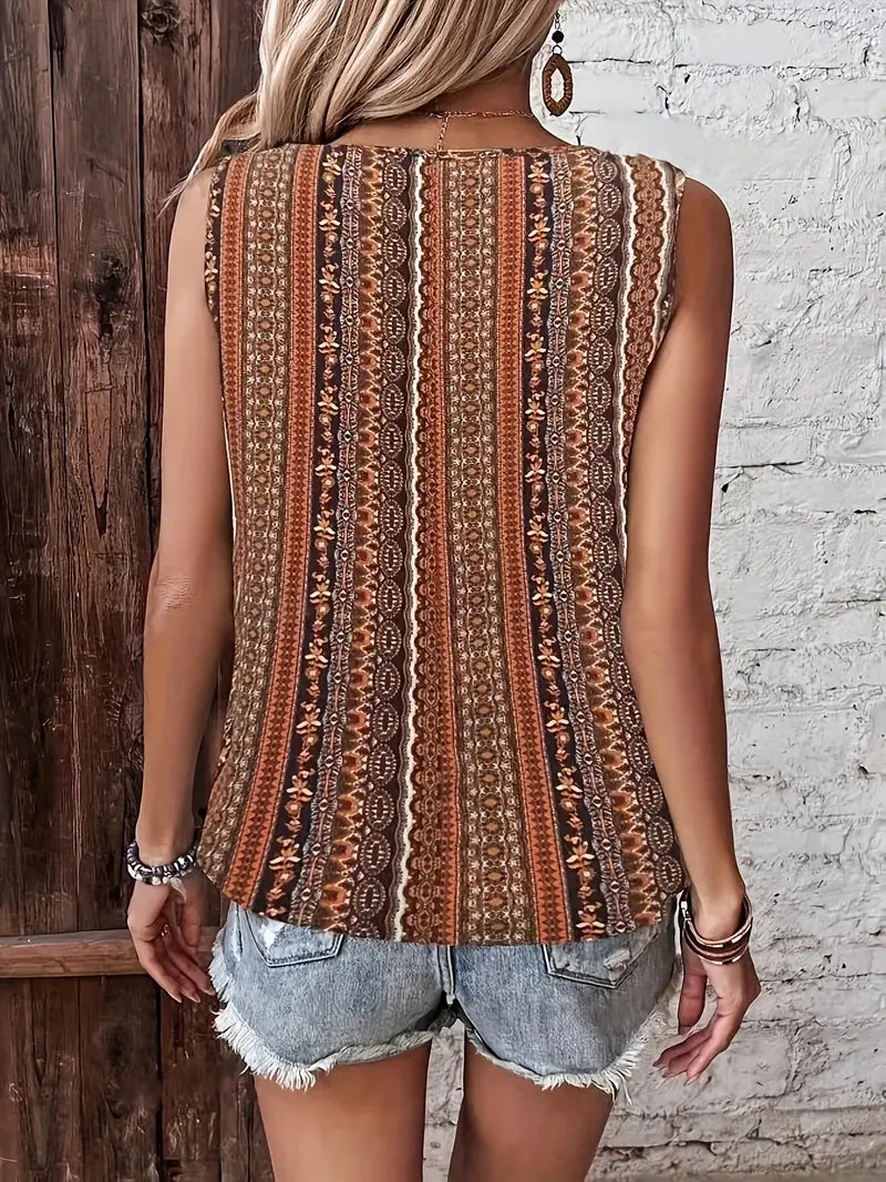 Grace - Canotta con scollo a V e stampa boho