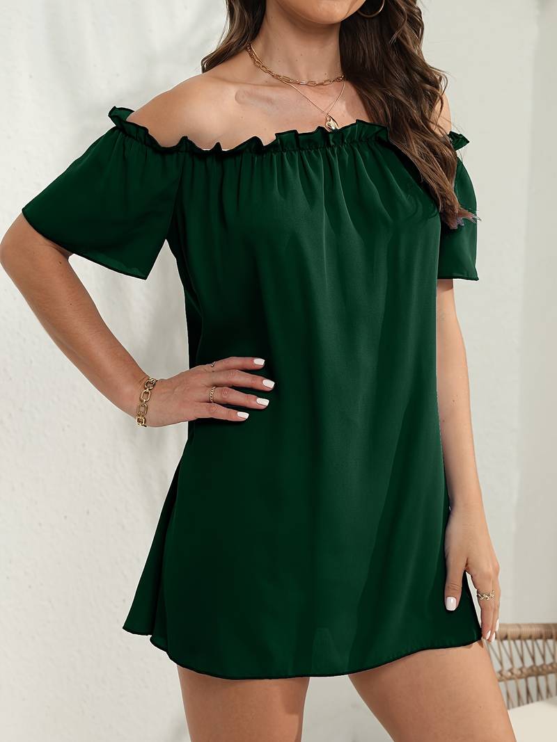 Mariana - Elegante mini abito a maniche corte con spalle scoperte