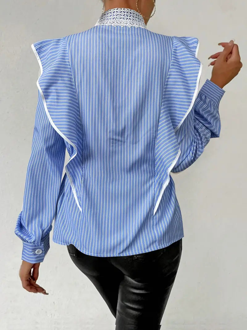 Eleanor - Camicia elegante con rifiniture in pizzo e dettaglio volant