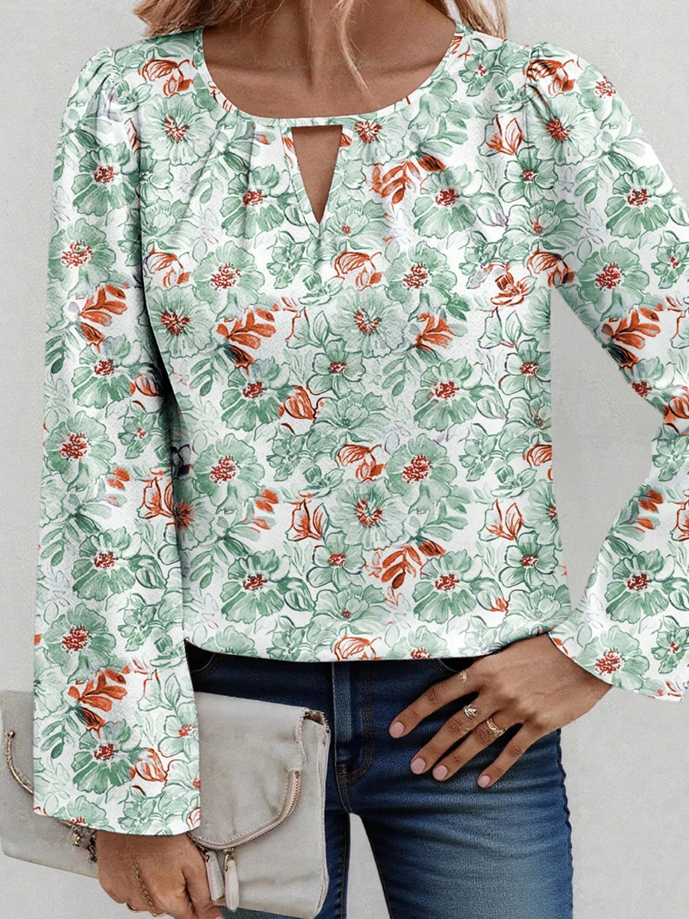 Soraya - Blusa a maniche lunghe con stampa floreale chic