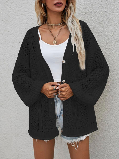 Maribel - Giacca oversize in cotone uncinetto con bottoni frontali