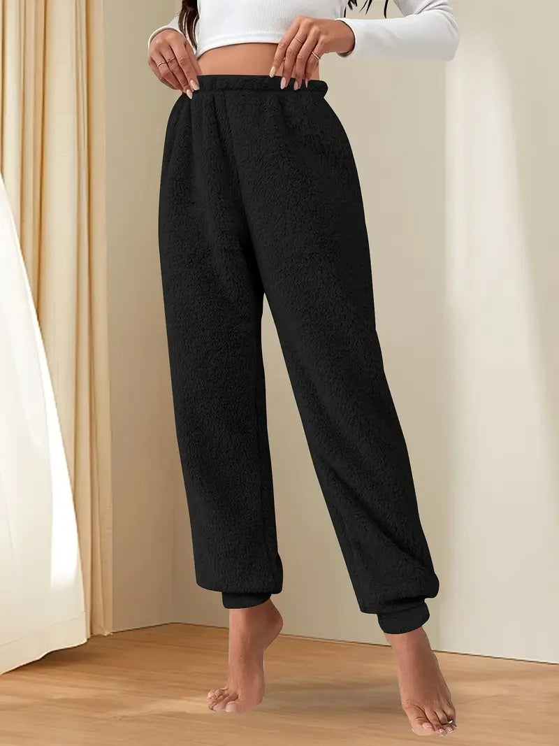 Elsie - Pantaloni da tuta in pile a vita alta da donna