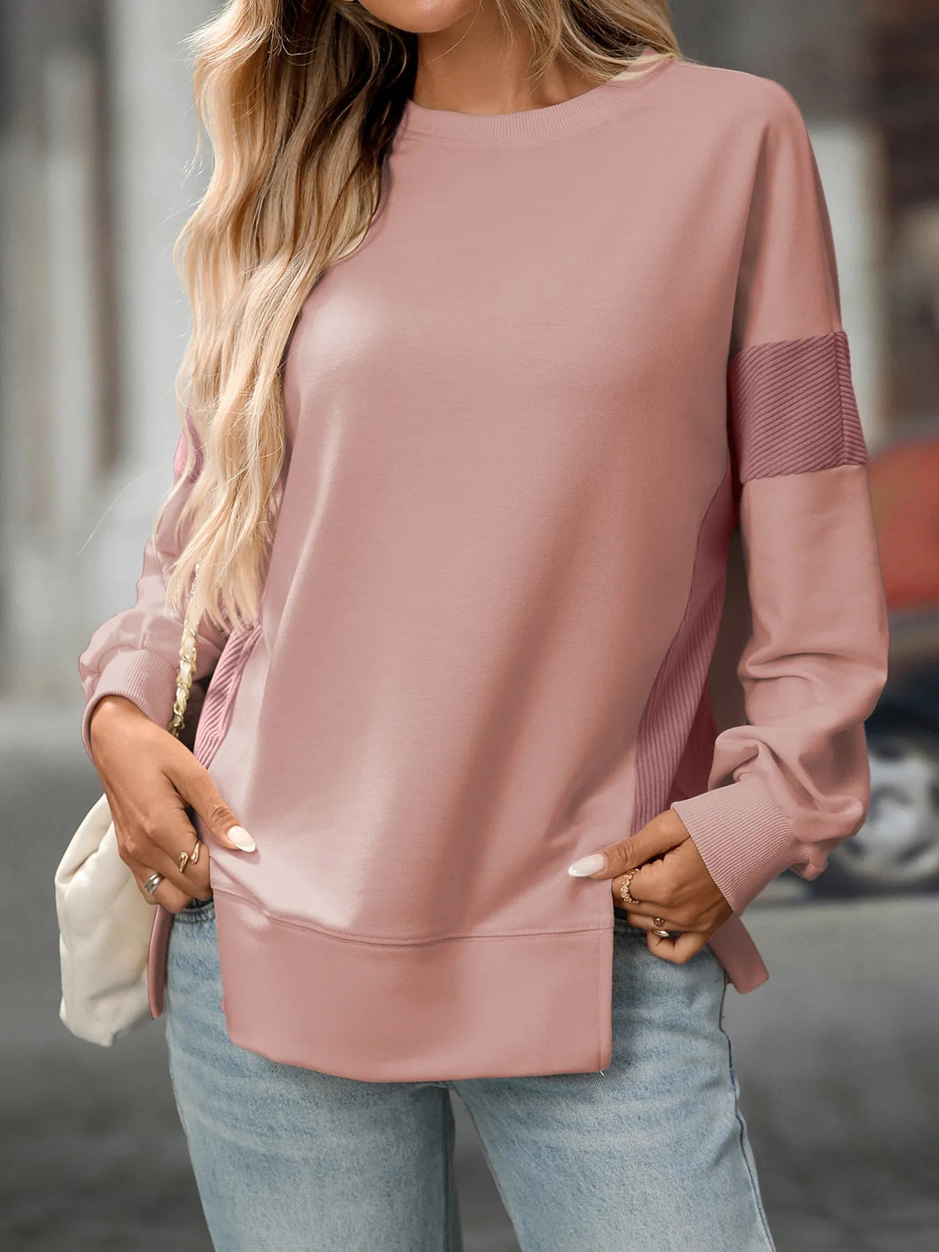 Ilona - Felpa chic oversize con girocollo e maniche lunghe
