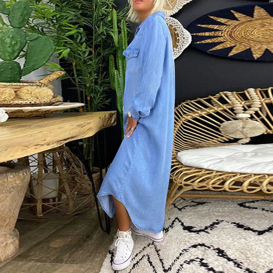 Sara - Abito in denim monocolore per donna