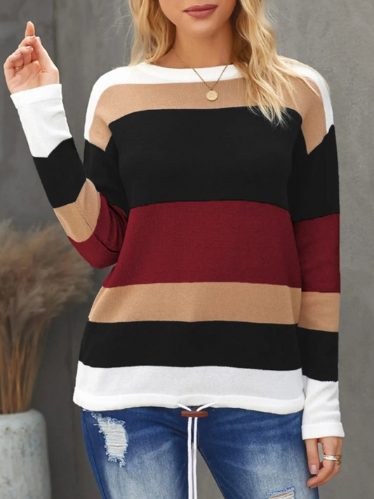Virelia - Maglione casual a righe con maniche lunghe