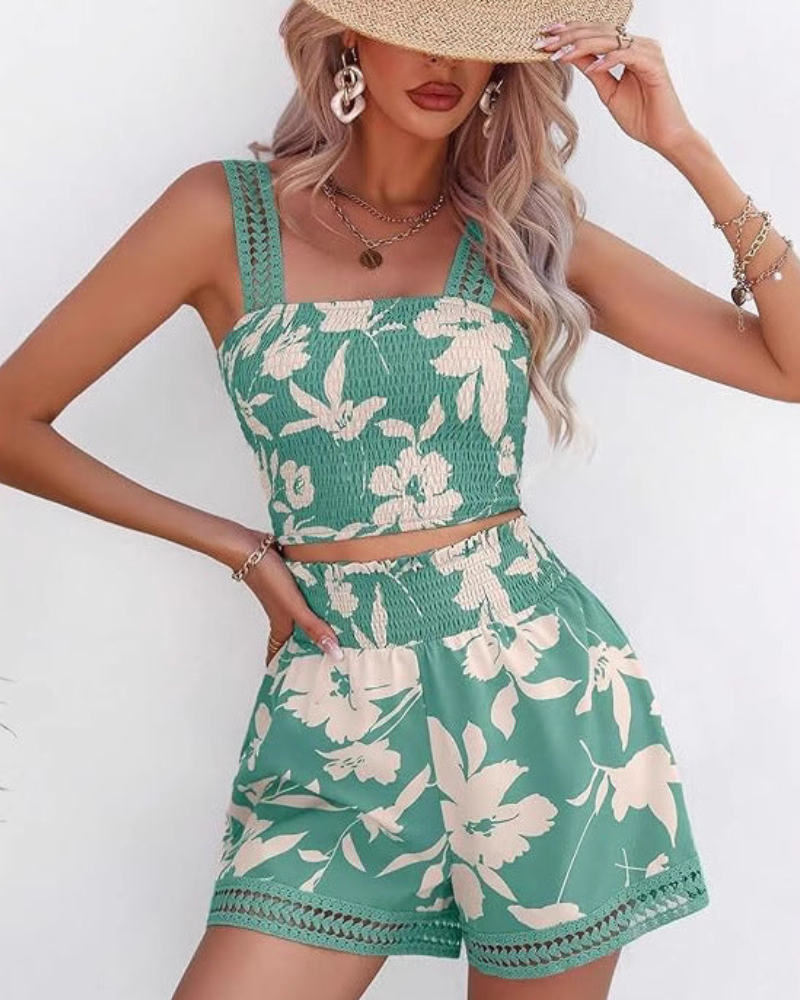Gracelyn - Completo con top e shorts con stampa floreale chic