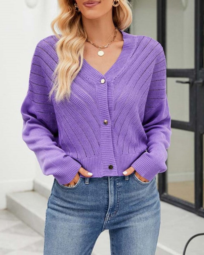 Azaria - Giacca versatile in maglia con scollo a V