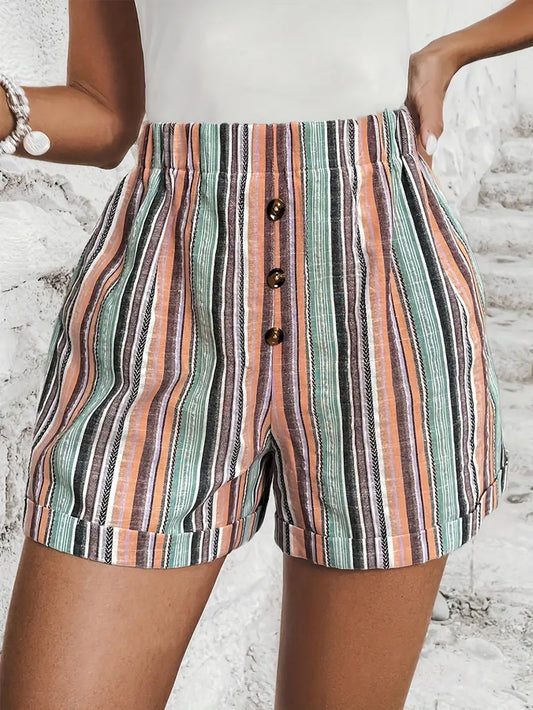 Maggie - Pantaloncini a vita alta con strisce a contrasto