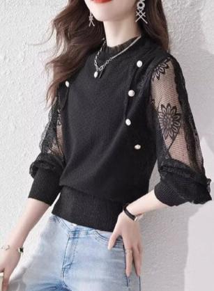 Florence - Maglione da donna con maniche in pizzo