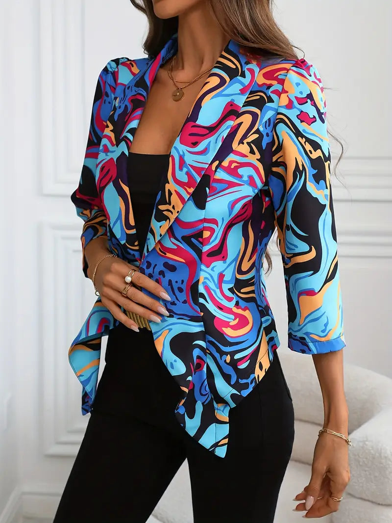Henrietta - Blazer con parte anteriore aperta e stampa all-over