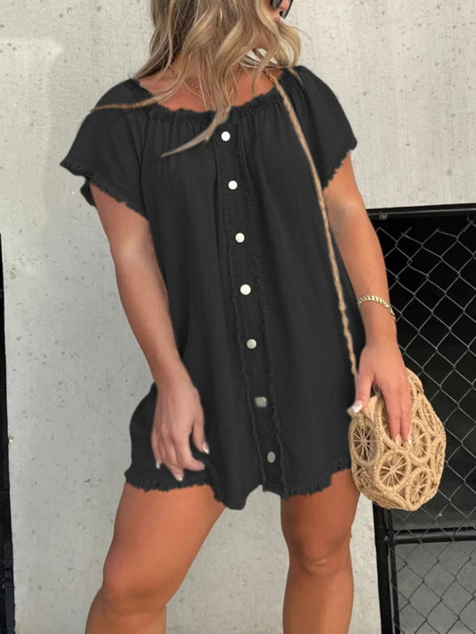 Krissa - Elegante minivestito ampio in denim