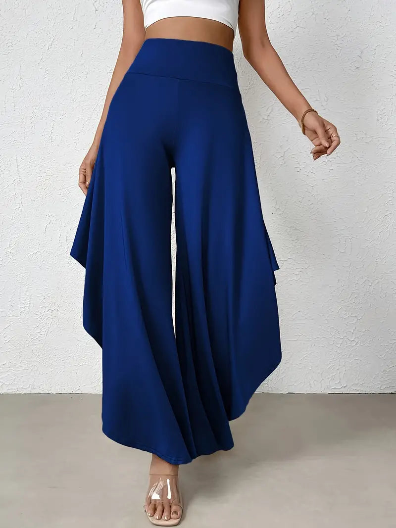 Ingrid - Pantaloni a gamba larga con orlo asimmetrico