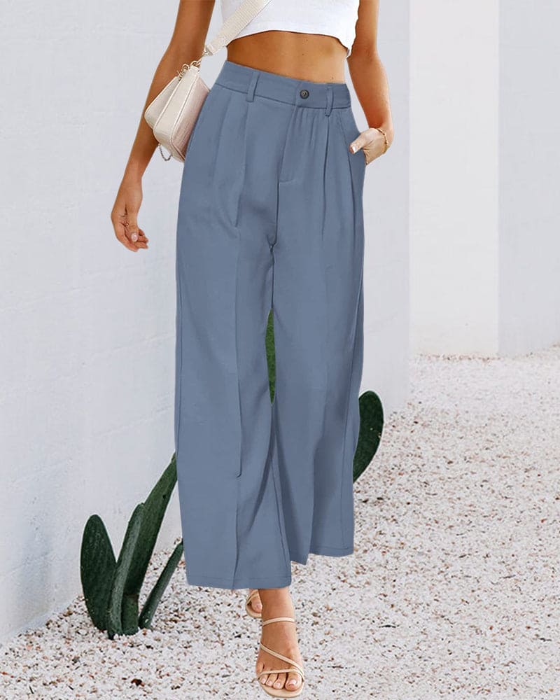 Ovelia - Eleganti Pantaloni a Vita Alta e Gamba Larga