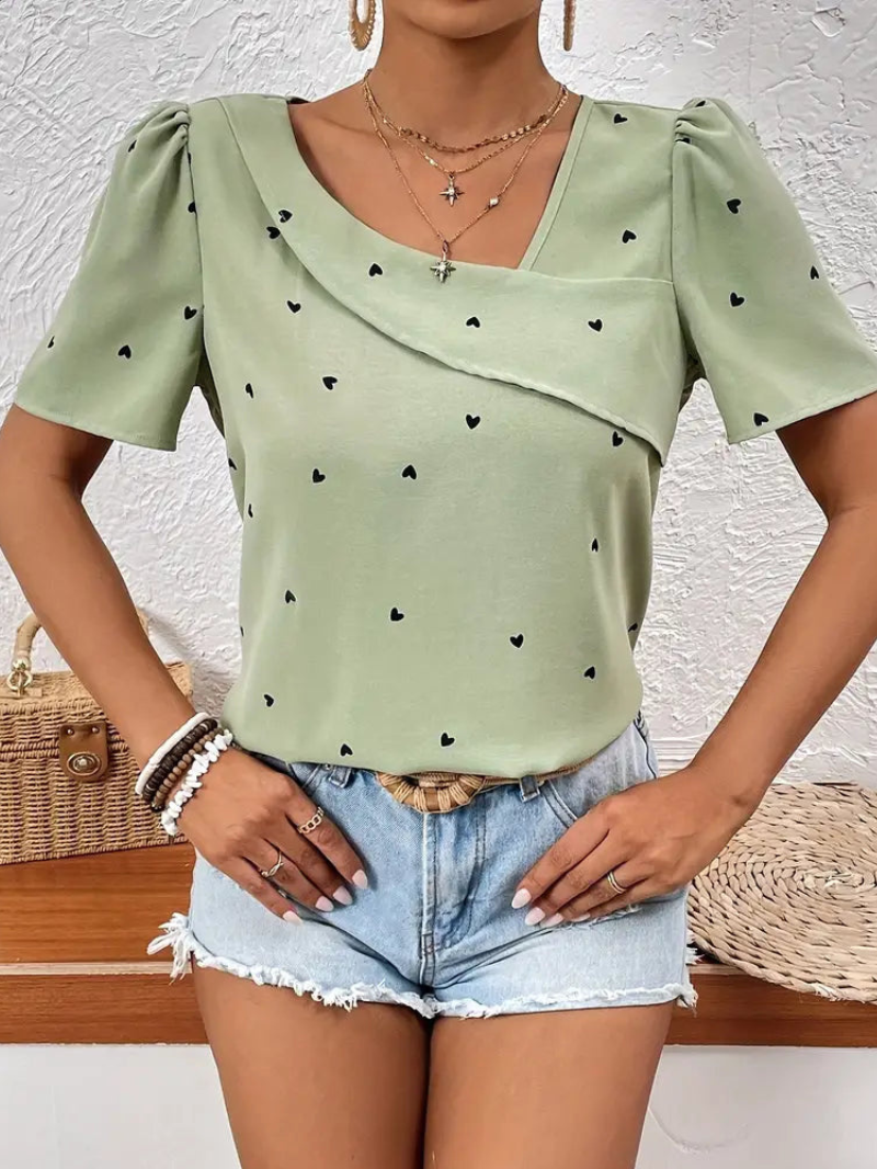 Danaya - Blusa Elegante con Maniche Corte e Stile