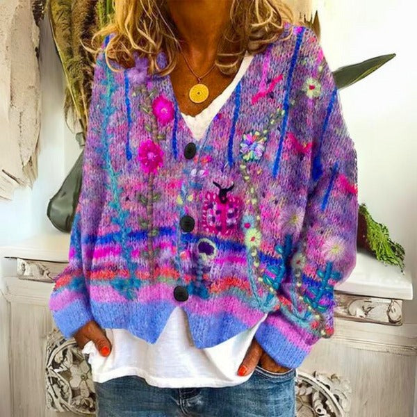 Eléa - Maglione da donna con motivi floreali