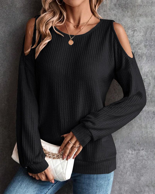 Juliet - Maglione casual a maniche lunghe con spalle scoperte