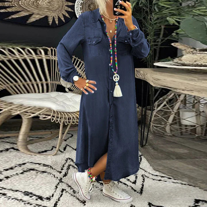 Sara - Abito in denim monocolore per donna
