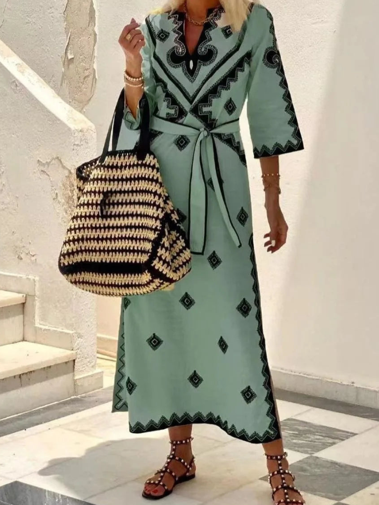 Zariah - Elegante Abito Vintage con Maniche a Metà