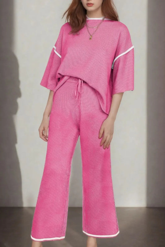 Kerenza - Completo casual con t-shirt oversize e pantaloni larghi