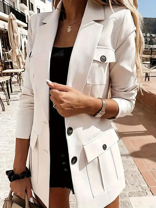 Evarine - Elegante blazer a maniche lunghe con collo a revers