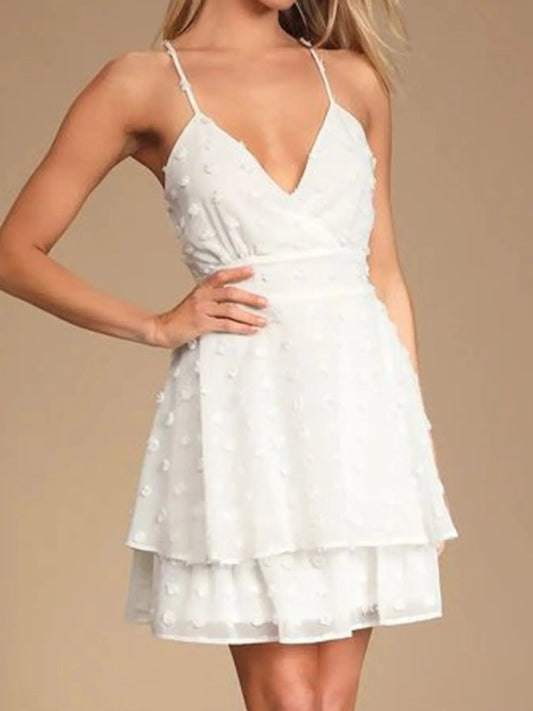 Shania - Miniabito elegante a pois con scollo a V