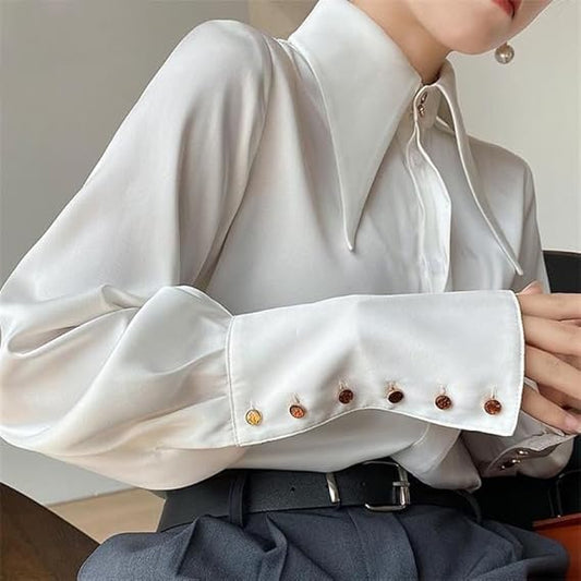 Zora - Lussuoso top in raso a maniche lunghe