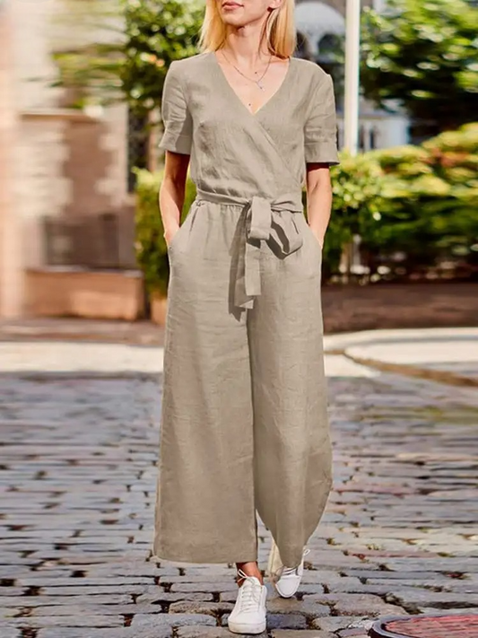 Romilly - Tuta Casual Larga con Scollatura a V e Gambe Larghe