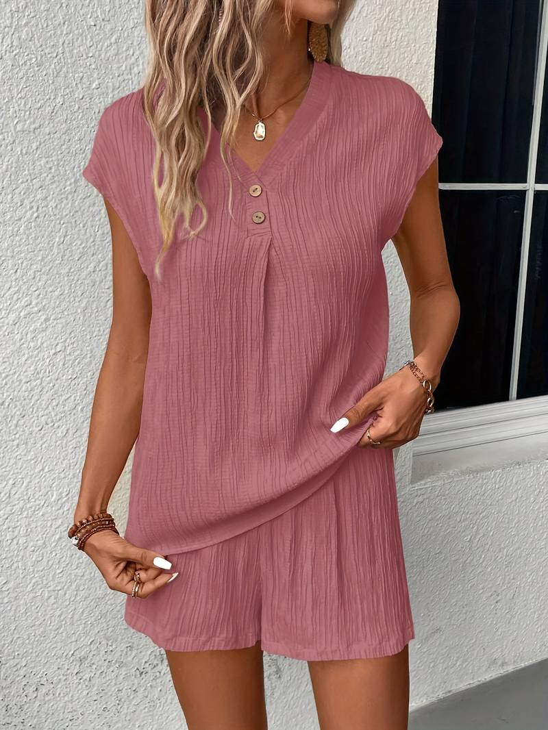 Dixie - Elegante Completo con Maglietta a V e Pantaloncini