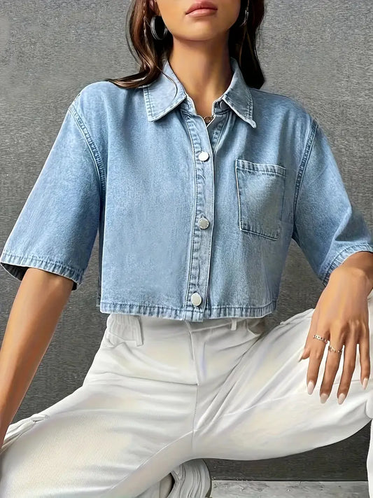 Aubrey - Camicia in denim con tasca applicata