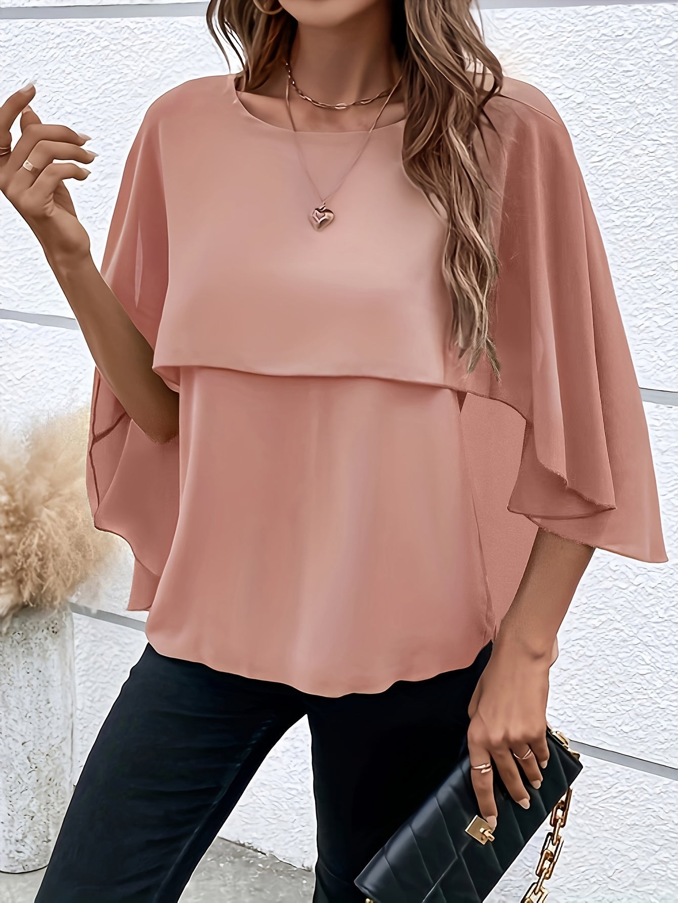 Arah - Elegante Blusa a Strati con Maniche Pipistrello