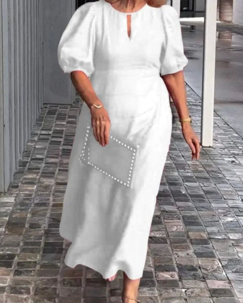 Hyacintha - Abito lungo casual con maniche a sbuffo