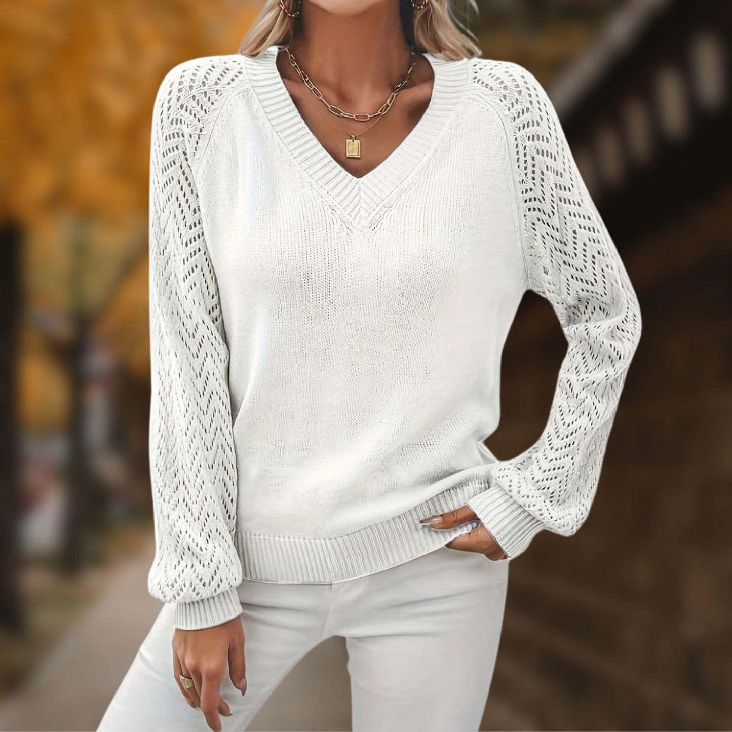 Naomie - Maglione casual ed elegante con scollo a V
