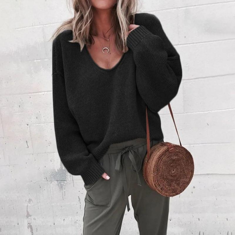 Daisey - Maglione caldo e morbido con scollo a V