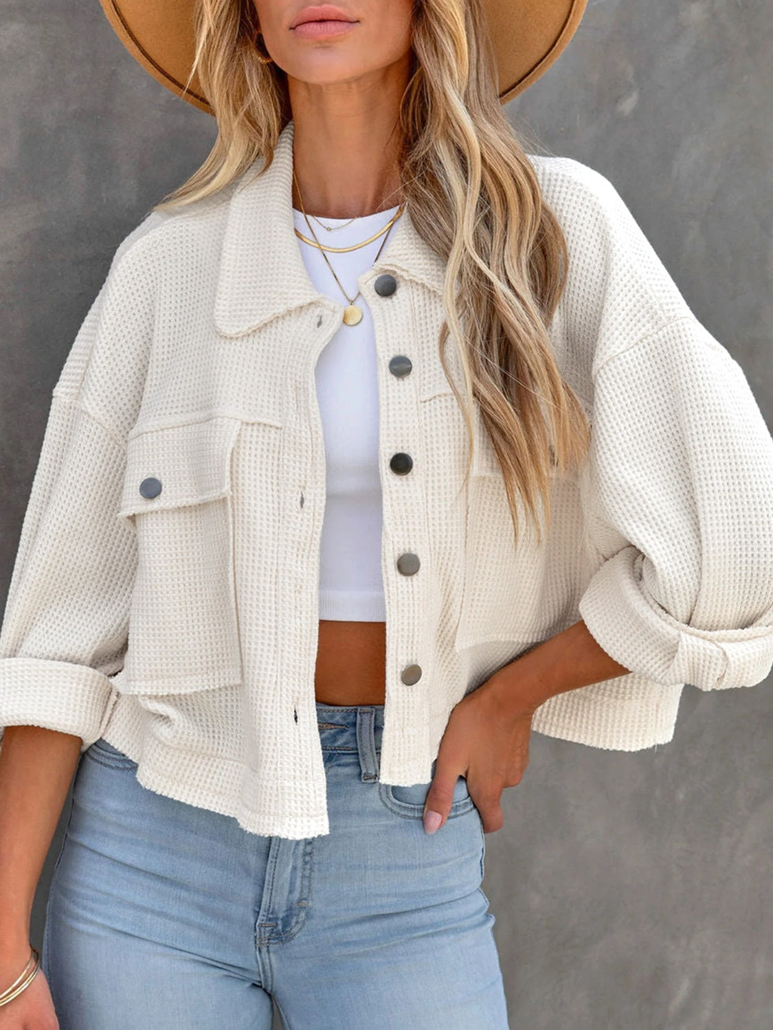 Colette - Giacca casual oversize con bottoni e maniche lunghe