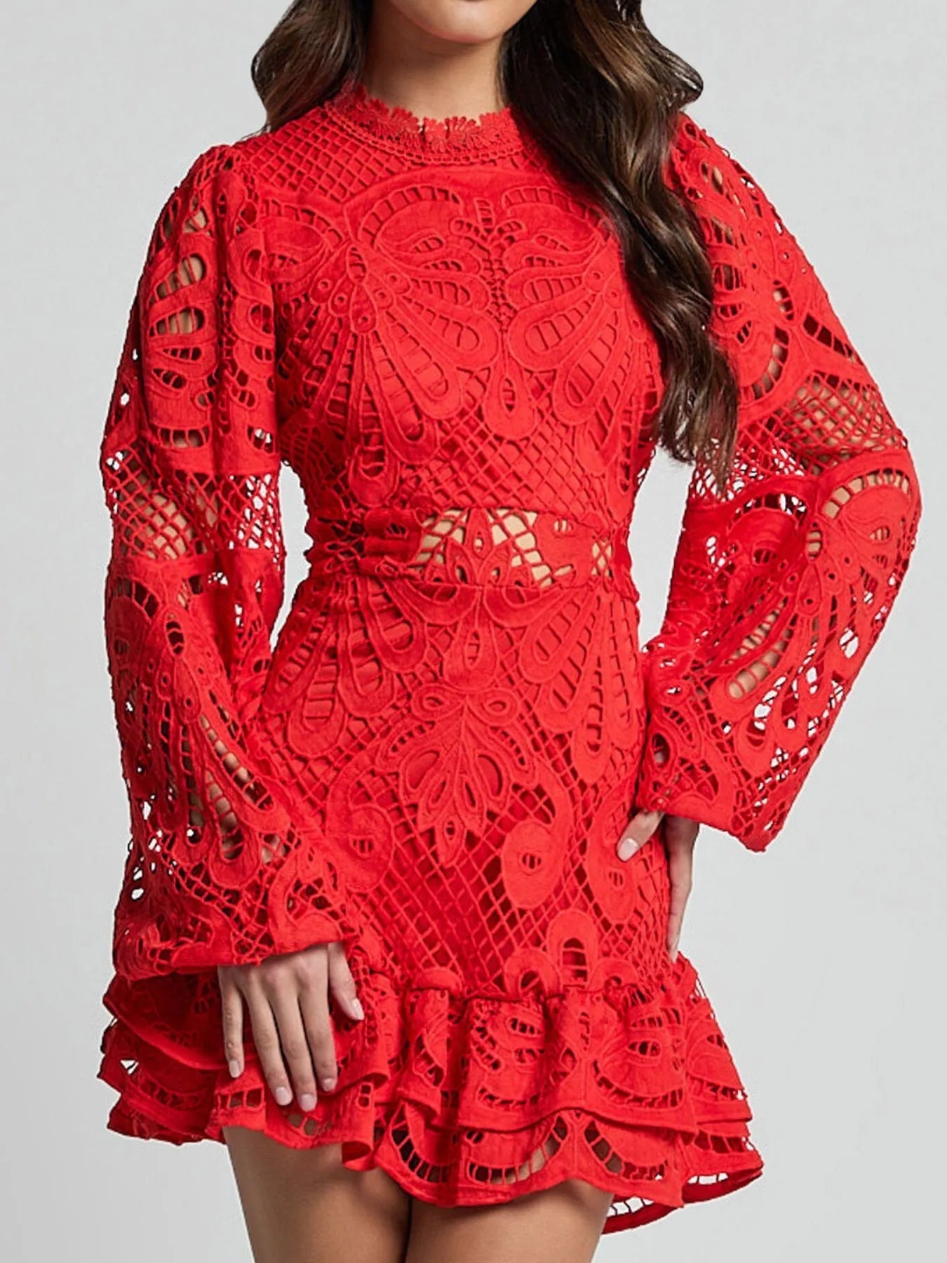 Zyra - Elegante minivestito in pizzo a maniche lunghe